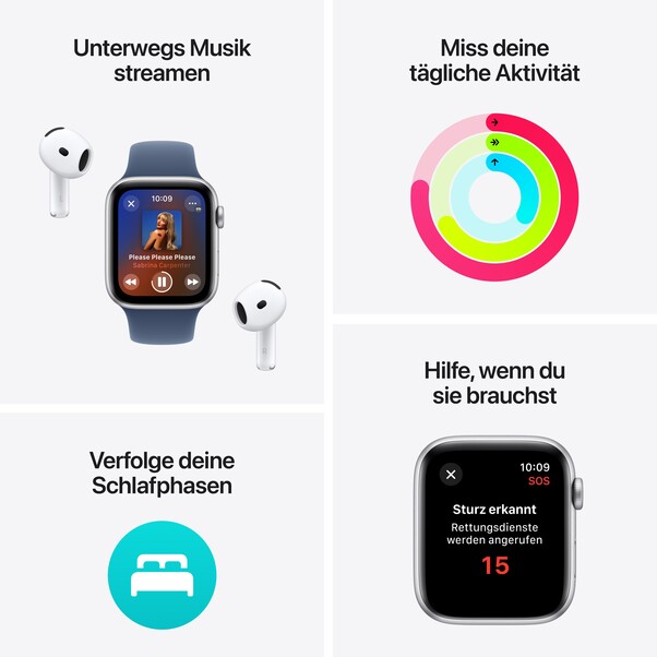 Apple Watch SE GPS + Cellular, 44 mm Aluminiumgehäuse Mitternacht, Sportarmband Mitternacht – M/L