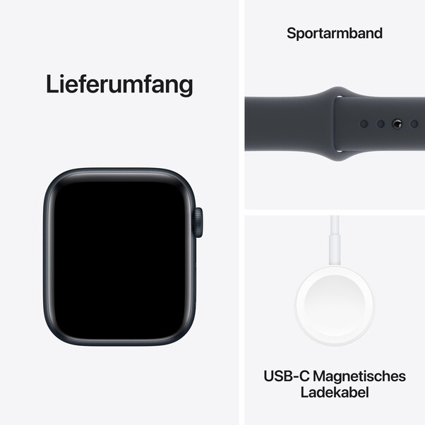 Apple Watch SE GPS + Cellular, 44 mm Aluminiumgehäuse Mitternacht, Sportarmband Mitternacht – M/L