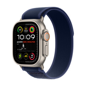 Apple Watch Ultra 2 GPS + Cellular, 49 mm Titangehäuse Natur, Trail Loop Blau – S/M