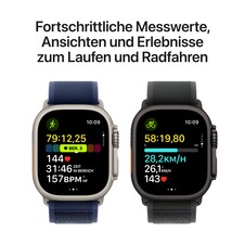 Apple Watch Ultra 2 GPS + Cellular, 49 mm Titangehäuse Natur, Trail Loop Blau – S/M