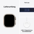 Apple Watch Ultra 2 GPS + Cellular, 49 mm Titangehäuse Natur, Trail Loop Blau – S/M