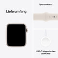 Apple Watch SE GPS, 44 mm Aluminiumgehäuse Polarstern, Sportarmband Polarstern – M/L
