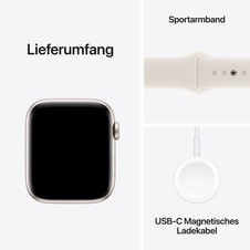 Apple Watch SE GPS, 44 mm Aluminiumgehäuse Polarstern, Sportarmband Polarstern – M/L