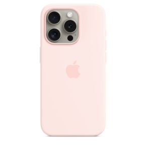 iPhone 15 Pro Silikon Case mit MagSafe – Hellrosa