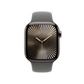 Apple Watch Series 10 GPS + Cellular, 42 mm Titangehäuse Natur, Sportarmband Steingrau ­− S/M