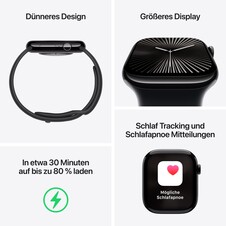 Apple Watch Series 10 GPS + Cellular, 42 mm Titangehäuse Natur, Sportarmband Steingrau ­− S/M