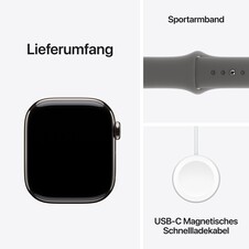 Sie sehen das Produktbild 09 von Apple Watch Series 10 GPS + Cellular, 42 mm Titangehäuse Natur, Sportarmband Steingrau − M/L Apple Watch Series 10 GPS + Cellular, 42 mm Titangehäuse Natur, Sportarmband Steingrau − M/L