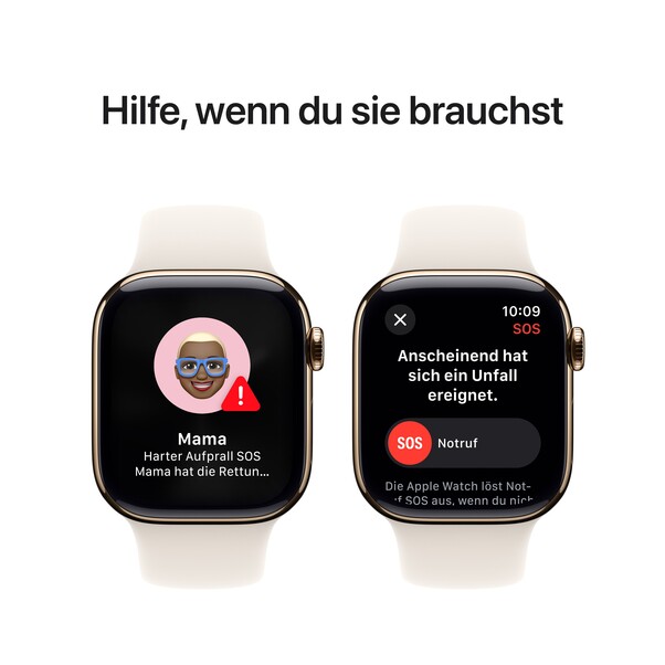 Sie sehen das Produktbild 06 von Apple Watch Series 10 GPS + Cellular, 42 mm Titangehäuse Gold, Sportarmband Polarstern − M/L Apple Watch Series 10 GPS + Cellular, 42 mm Titangehäuse Gold, Sportarmband Polarstern − M/L