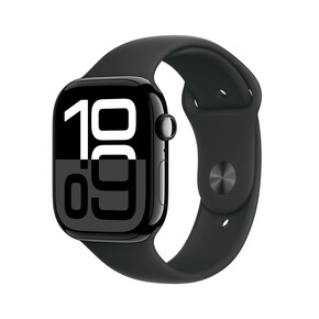 Apple Watch Series 10 GPS + Cellular, 46 mm Aluminiumgehäuse Diamantschwarz, Sportarmband Schwarz ­− S/M