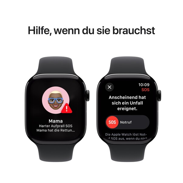 Sie sehen das Produktbild 06 von Apple Watch Series 10 GPS + Cellular, 46 mm Aluminiumgehäuse Diamantschwarz, Sportarmband Schwarz − S/M Apple Watch Series 10 GPS + Cellular, 46 mm Aluminiumgehäuse Diamantschwarz, Sportarmband Schwarz − S/M