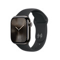 Sie sehen das Produktbild 01 von Apple Watch Series 10 GPS + Cellular, 42 mm Titangehäuse Schiefer, Sportarmband Schwarz − M/L Apple Watch Series 10 GPS + Cellular, 42 mm Titangehäuse Schiefer, Sportarmband Schwarz − M/L