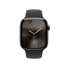 Sie sehen das Produktbild 02 von Apple Watch Series 10 GPS + Cellular, 42 mm Titangehäuse Schiefer, Sportarmband Schwarz − S/M Apple Watch Series 10 GPS + Cellular, 42 mm Titangehäuse Schiefer, Sportarmband Schwarz − S/M
