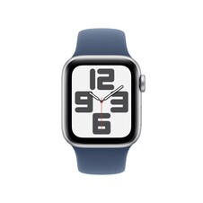 Apple Watch SE GPS, 40 mm Aluminiumgehäuse Silber, Sportarmband Denim ­− M/L