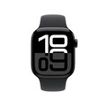 Sie sehen das Produktbild 02 von Apple Watch Series 10 GPS + Cellular, 42 mm Aluminiumgehäuse Diamantschwarz, Sportarmband Schwarz −M/L Apple Watch Series 10 GPS + Cellular, 42 mm Aluminiumgehäuse Diamantschwarz, Sportarmband Schwarz −M/L