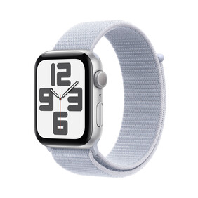 Apple Watch SE GPS, 44 mm Aluminiumgehäuse Silber, Sport Loop Blaue Wolke