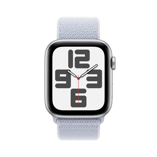 Apple Watch SE GPS, 44 mm Aluminiumgehäuse Silber, Sport Loop Blaue Wolke