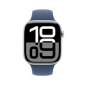 Sie sehen das Produktbild 02 von Apple Watch Series 10 GPS + Cellular, 46 mm Aluminiumgehäuse Silber, Sportarmband Denim − M/L Apple Watch Series 10 GPS + Cellular, 46 mm Aluminiumgehäuse Silber, Sportarmband Denim − M/L