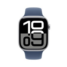 Sie sehen das Produktbild 02 von Apple Watch Series 10 GPS + Cellular, 46 mm Aluminiumgehäuse Silber, Sportarmband Denim − M/L Apple Watch Series 10 GPS + Cellular, 46 mm Aluminiumgehäuse Silber, Sportarmband Denim − M/L