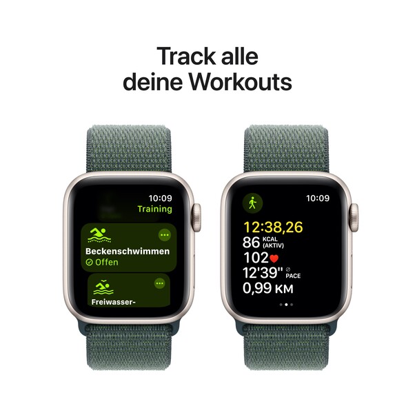 Sie sehen das Produktbild 06 von Apple Watch SE GPS, 40 mm Aluminiumgehäuse Polarstern, Sport Loop Seegrün Apple Watch SE GPS, 40 mm Aluminiumgehäuse Polarstern, Sport Loop Seegrün