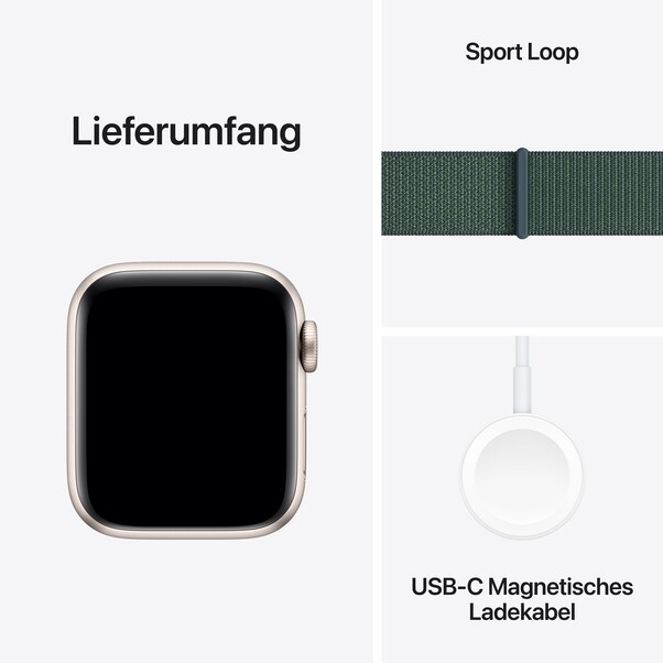Sie sehen das Produktbild 07 von Apple Watch SE GPS, 40 mm Aluminiumgehäuse Polarstern, Sport Loop Seegrün Apple Watch SE GPS, 40 mm Aluminiumgehäuse Polarstern, Sport Loop Seegrün