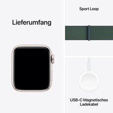 Sie sehen das Produktbild 07 von Apple Watch SE GPS, 40 mm Aluminiumgehäuse Polarstern, Sport Loop Seegrün Apple Watch SE GPS, 40 mm Aluminiumgehäuse Polarstern, Sport Loop Seegrün
