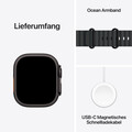 Apple Watch Ultra 2 GPS + Cellular, 49 mm Titangehäuse Schwarz, Ocean Armband Schwarz