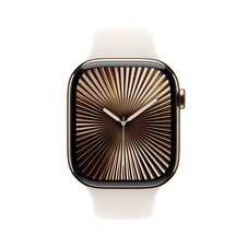 Sie sehen das Produktbild 02 von Apple Watch Series 10 GPS + Cellular, 46 mm Titangehäuse Gold, Sportarmband Polarstern − M/L Apple Watch Series 10 GPS + Cellular, 46 mm Titangehäuse Gold, Sportarmband Polarstern − M/L