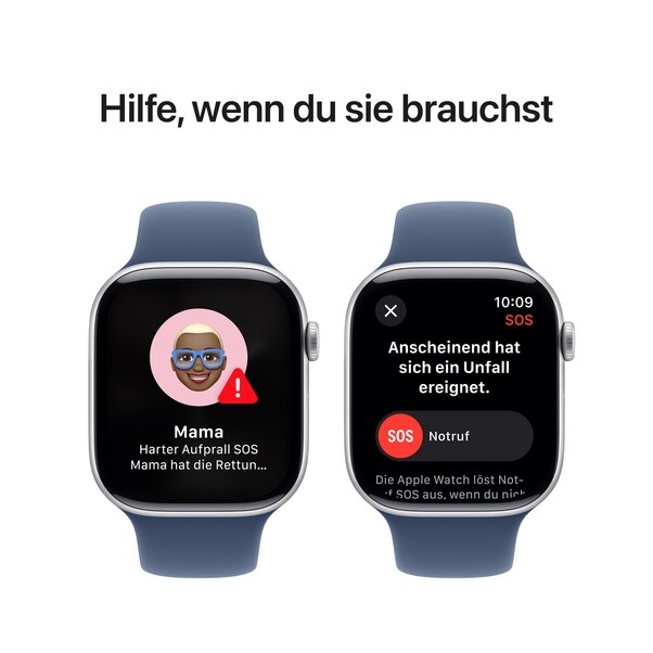 Sie sehen das Produktbild 06 von Apple Watch Series 10 GPS, 46 mm Aluminiumgehäuse Silber, Sportarmband Denim − M/L Apple Watch Series 10 GPS, 46 mm Aluminiumgehäuse Silber, Sportarmband Denim − M/L