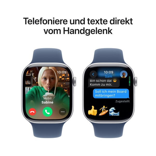 Sie sehen das Produktbild 07 von Apple Watch Series 10 GPS, 46 mm Aluminiumgehäuse Silber, Sportarmband Denim − S/M Apple Watch Series 10 GPS, 46 mm Aluminiumgehäuse Silber, Sportarmband Denim − S/M