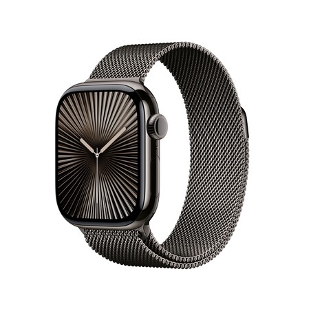 Sie sehen das Produktbild 01 von Apple Watch Series 10 GPS + Cellular, 42 mm Titangehäuse Schiefer, Milanaise Armband Schiefer Apple Watch Series 10 GPS + Cellular, 42 mm Titangehäuse Schiefer, Milanaise Armband Schiefer