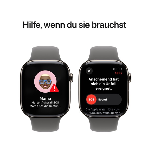 Sie sehen das Produktbild 06 von Apple Watch Series 10 GPS + Cellular, 46 mm Titangehäuse Natur, Sportarmband Steingrau − M/L Apple Watch Series 10 GPS + Cellular, 46 mm Titangehäuse Natur, Sportarmband Steingrau − M/L