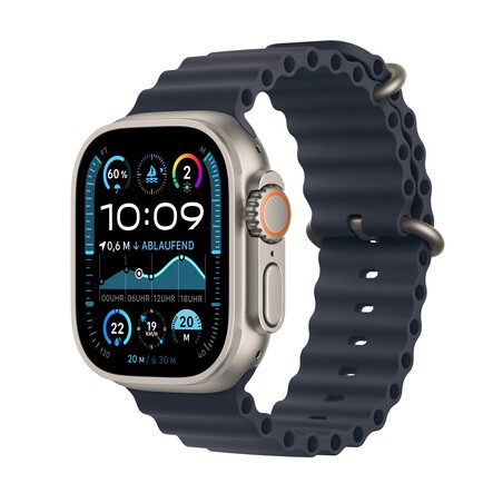 Apple Watch Ultra 2 GPS + Cellular, 49 mm Titangehäuse Natur, Ocean Armband Marine