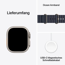 Apple Watch Ultra 2 GPS + Cellular, 49 mm Titangehäuse Natur, Ocean Armband Marine