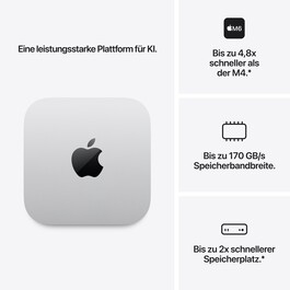 Mac mini: Apple M6 Chip mit 12‑Core CPU und 12‑Core GPU, 256 GB SSD - Silber