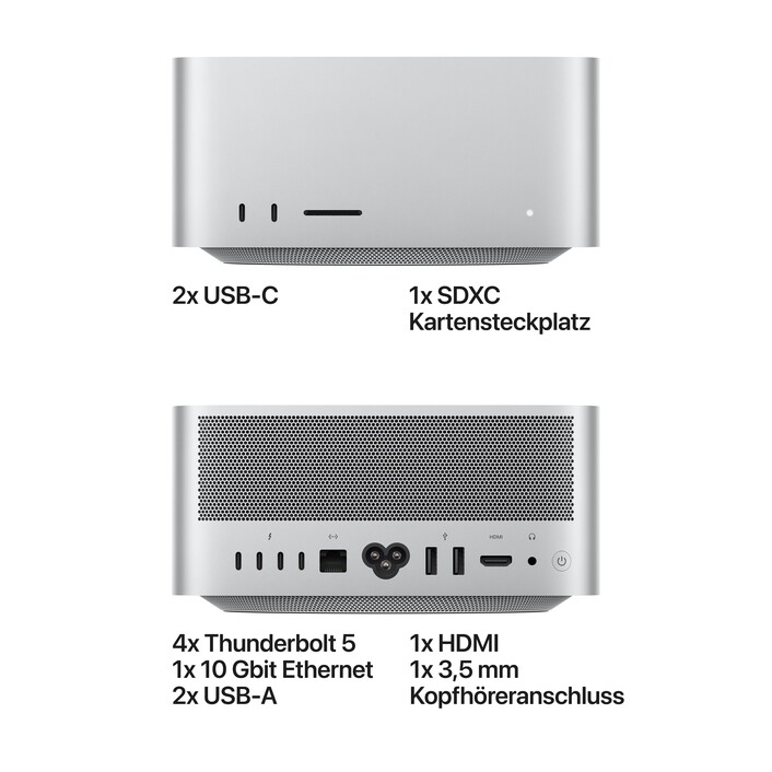 Sie sehen das Produktbild 04 von Mac Studio: Apple M5 Max Chip mit 18‑Core CPU und 32‑Core GPU, 512 GB SSD Mac Studio: Apple M5 Max Chip mit 18‑Core CPU und 32‑Core GPU, 512 GB SSD