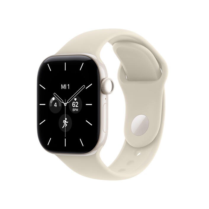Apple Watch Series 12 GPS + Cellular, 42 mm Keramikgehäuse Perlweiß, Sportarmband Sand – S/M