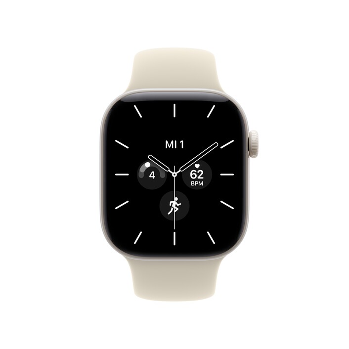 Apple Watch Series 12 GPS + Cellular, 42 mm Keramikgehäuse Perlweiß, Sportarmband Sand – M/L