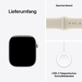 Apple Watch Series 12 GPS + Cellular, 42 mm Keramikgehäuse Perlweiß, Sportarmband Sand – M/L