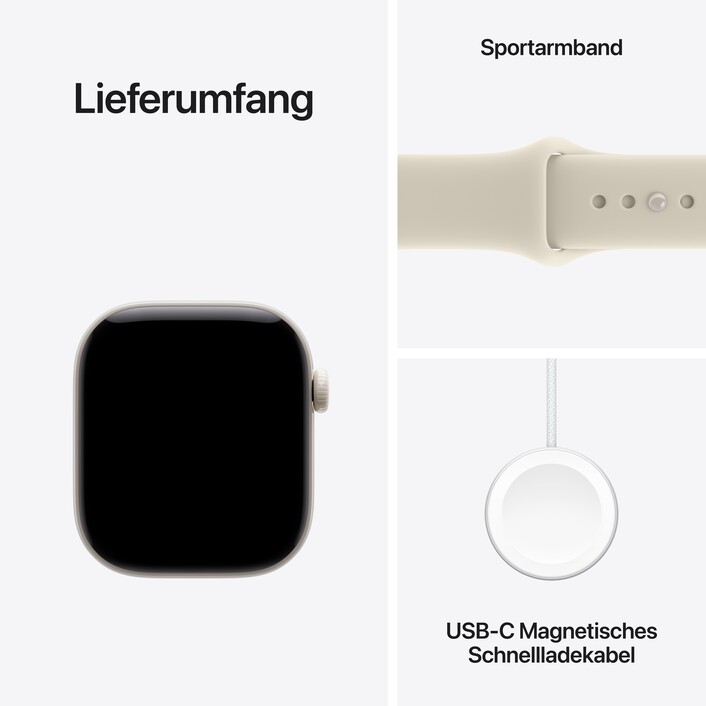 Apple Watch Series 12 GPS + Cellular, 42 mm Keramikgehäuse Perlweiß, Sportarmband Sand – S/M