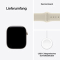 Apple Watch Series 12 GPS + Cellular, 42 mm Keramikgehäuse Perlweiß, Sportarmband Sand – S/M
