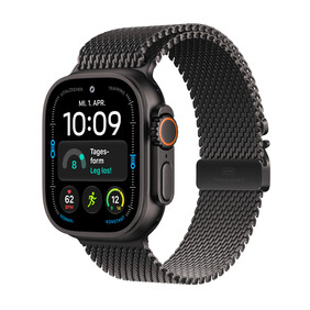 Apple Watch Ultra 4 GPS + Cellular, 49 mm Titangehäuse Schwarz, Milanaise Armband Titan Schwarz – M