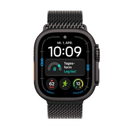 Apple Watch Ultra 4 GPS + Cellular, 49 mm Titangehäuse Schwarz, Milanaise Armband Titan Schwarz – M