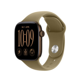 Apple Watch Series 12 GPS, 42 mm Aluminiumgehäuse Dunkelbronze, Sportarmband Oliv – M/L