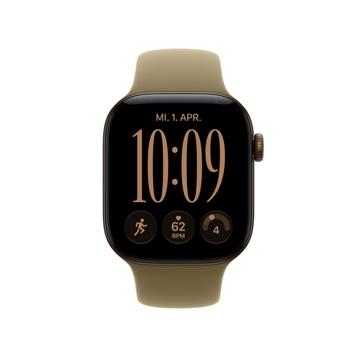 Apple Watch Series 12 GPS, 42 mm Aluminiumgehäuse Dunkelbronze, Sportarmband Oliv – S/M