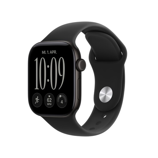Apple Watch Series 12 GPS, 42 mm Aluminiumgehäuse Schwarz, Sportarmband Schwarz − M/L