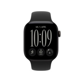 Apple Watch Series 12 GPS, 42 mm Aluminiumgehäuse Schwarz, Sportarmband Schwarz − M/L