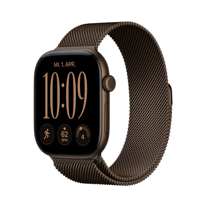 Apple Watch Series 12 GPS + Cellular, 46 mm Aluminiumgehäuse Dunkelbronze, Milanaise Armband Dunkelbronze – M/L