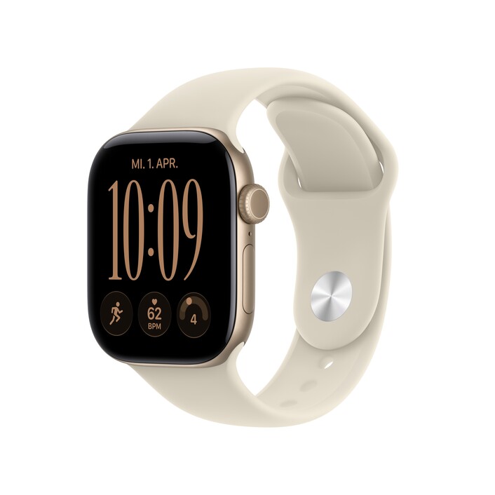 Apple Watch Series 12 GPS, 42 mm Aluminiumgehäuse Lichtgold, Sportarmband Sand – M/L