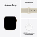 Apple Watch Series 12 GPS + Cellular, 42 mm Aluminiumgehäuse Lichtgold, Sportarmband Sand – M/L