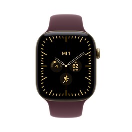 Apple Watch Series 12 GPS + Cellular, 46 mm Titangehäuse Brillantgold, Sportarmband Burgunder − S/M